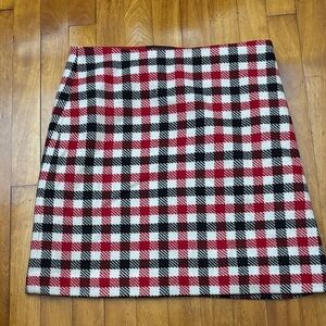 Talbots Red Black and White Plaid A-Line Mini Skirt